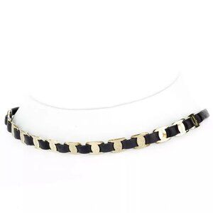 Salvatore Ferragamo bracelets Vala chain leather ?~ gold-plated used T10037